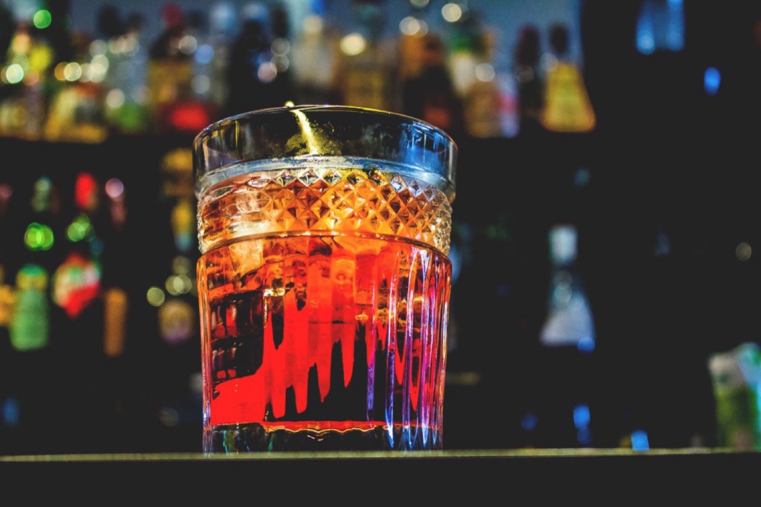 A Negroni with an orange peel
